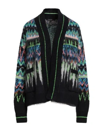 Marc Cain Woman Cardigan Navy Size 4 Alpaca Wool, Polyamide, Polyester, Wool, Viscose In Black