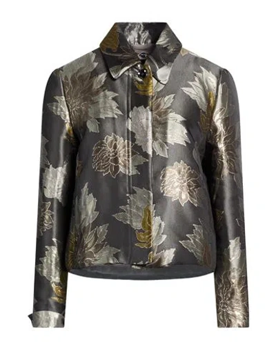 Marc Cain Woman Jacket Charcoal Size 2 Polyester, Acetate, Metal Fiber In Gray