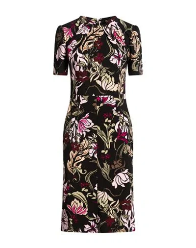Marc Cain Woman Midi Dress Black Size 2 Polyester, Elastane In Multi