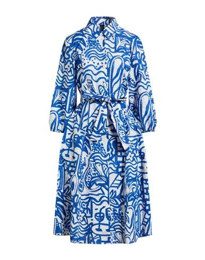 Marc Cain Woman Midi Dress Blue Size 6 Cotton