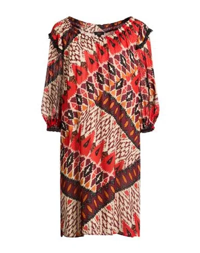 Marc Cain Woman Mini Dress Red Size 4 Viscose In Multi