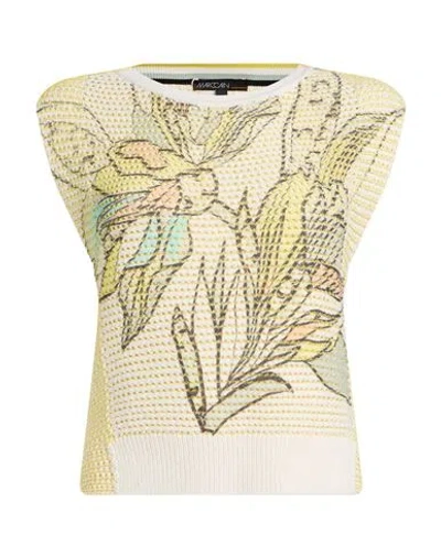 Marc Cain Woman Sweater Yellow Size 2 Cotton, Polyamide, Polyester In Multi