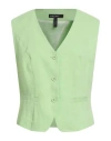Marc Cain Woman Tailored Vest Light Green Size 4 Linen, Viscose, Elastane In Green
