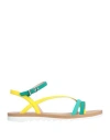 Marc Cain Woman Toe Strap Sandals Green Size 11 Textile Fibers In Green