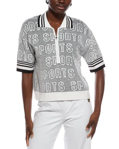 Marc Cain Wool-blend Polo Shirt In Black