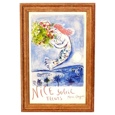 Pre-owned Marc Chagall Lithograph Large Scale 46x31 Impressive Gilt Frame Mid Century Art In Brown