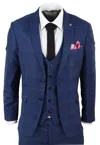 Marc Darcy Jerry 3 Piece Check Suit In Blue