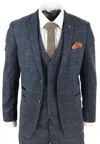 Marc Darcy Scott 3 Piece Suit Herringbone Tweed In Blue