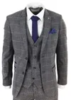 Marc Darcy Scott 3 Piece Suit Herringbone Tweed In Grey