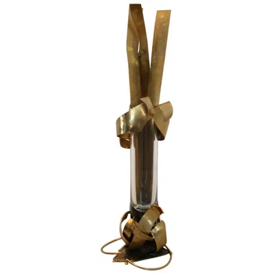 Pre-owned Marc D'haenens Elegant One Of A Kind Massive Brass Sculpture And Vase By , Signed In Brown