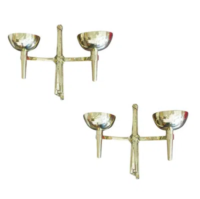 Pre-owned Marc Du Plantier Neo-antique Brass Wall Lamp Sconce Pair By , 3 Pairs Available In Sand