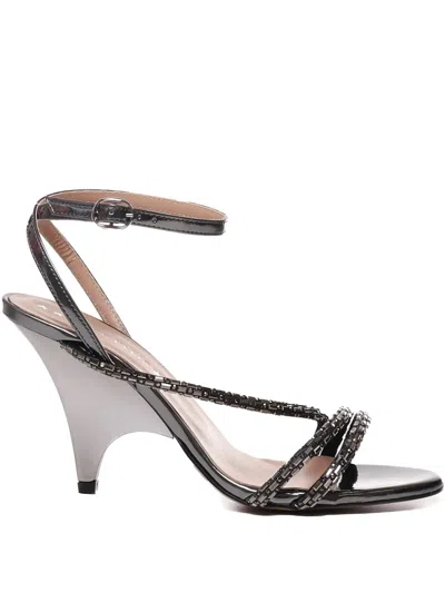 Marc Ellis 90mm Embellished Heeled Sandals In Gray