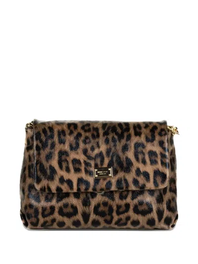 Marc Ellis Animal-print Chain Shoulder Bag In Brown