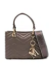 Marc Ellis Quilted Logo-charm Cross Body Bag In Brown