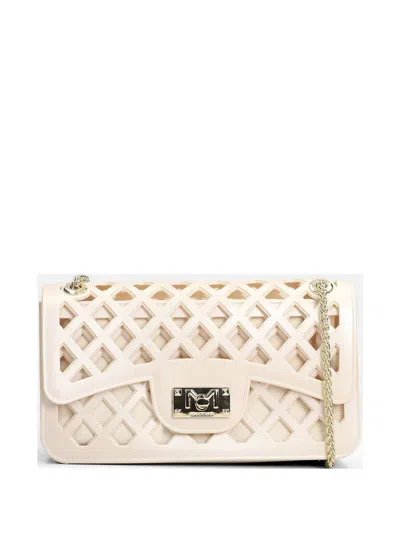 Marc Ellis Beige Crossbody Bag With Metal Closure In White