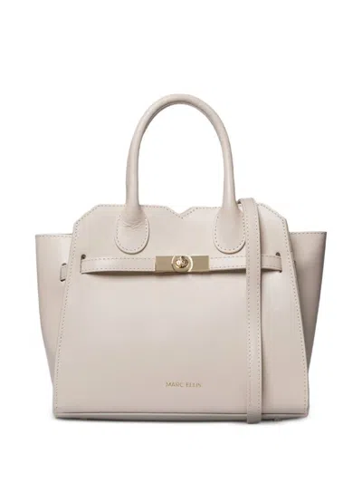 Marc Ellis Beige Twist Closure Tote Bag In White