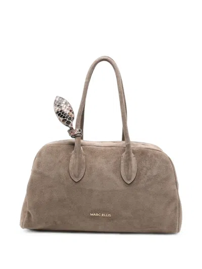 Marc Ellis Bilbao Bow Cm Leather Tote Bag In Brown