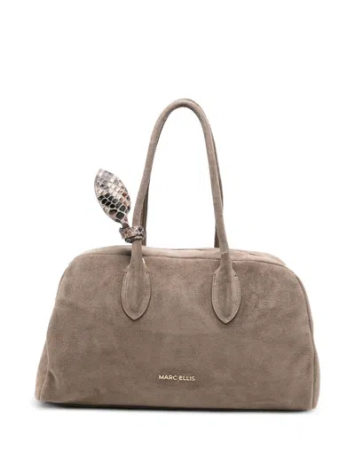 Marc Ellis Bilbao Bow Cm Leather Tote Bag In White