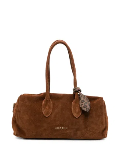 Marc Ellis Bilbao Suede Leopard-print Charm Shoulder Bag In Brown