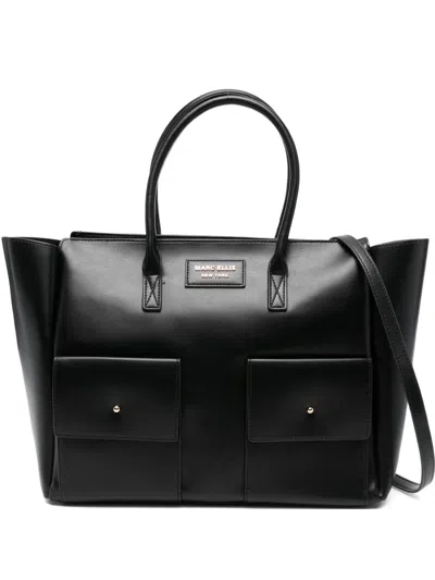 Marc Ellis Black Tote Bag In Orange