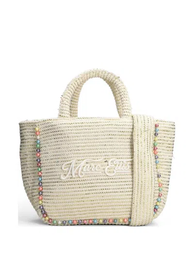Marc Ellis Buby Bead-embellished Medium Tote Bag In Neutral