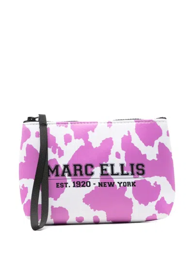 Marc Ellis Buby Cowboy Cow-print Logo-print Clutch Bag In Pink