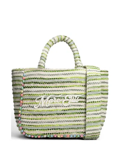 Marc Ellis Buby L Indy Bead-embellished Logo-patch Medium Tote Bag In Green