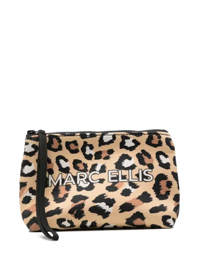 Marc Ellis Buby Leopard-print Clutch Bag In Brown