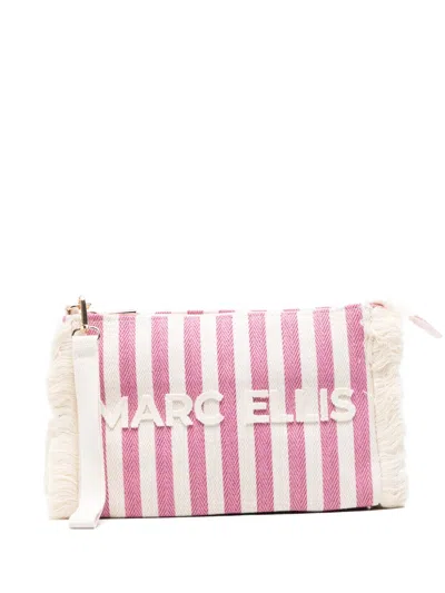 Marc Ellis Buby S. Joan Striped Fringed Clutch Bag In Pink