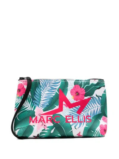 Marc Ellis Buby Tropical-print Clutch Bag In Green