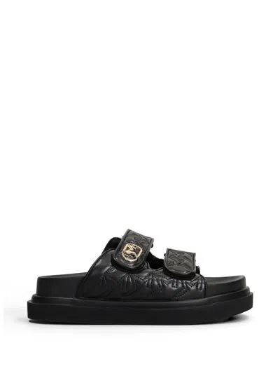 Marc Ellis Calipso 002 Logo-plaque Touch-strap Sandals In Black