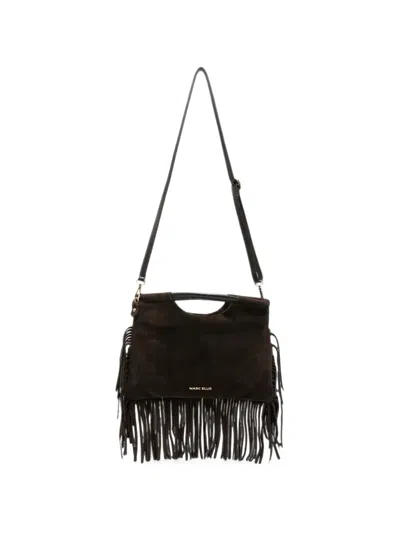 Marc Ellis Cameliacm Fringe-trim Leather Tote Bag In Brown