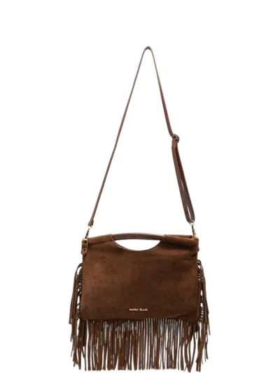 Marc Ellis Cameliacm Fringe-trim Suede Tote Bag In Brown