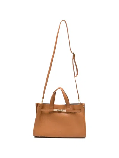 Marc Ellis Cassiope Pebble-texture Tote Bag In Brown