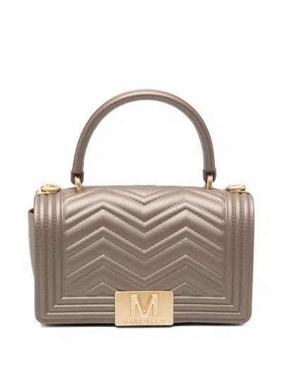 Marc Ellis Chevron-quilted Logo-plaque Shoulder Bag In Gray