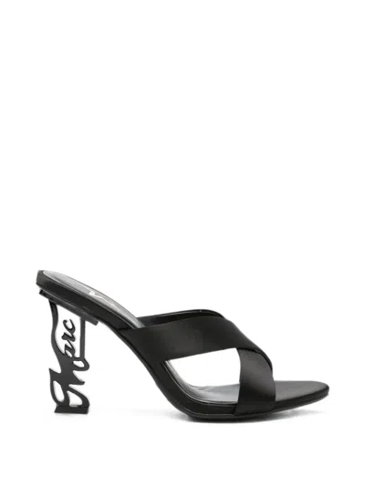 Marc Ellis Cross-strap Sculpted-heel Sandals In Black