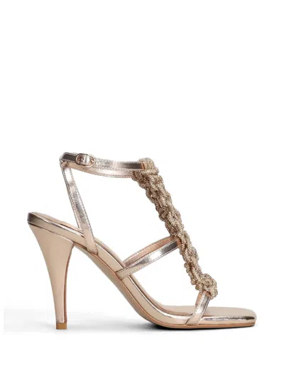 Marc Ellis Crystal-embellished Metallic Sandals In Pink