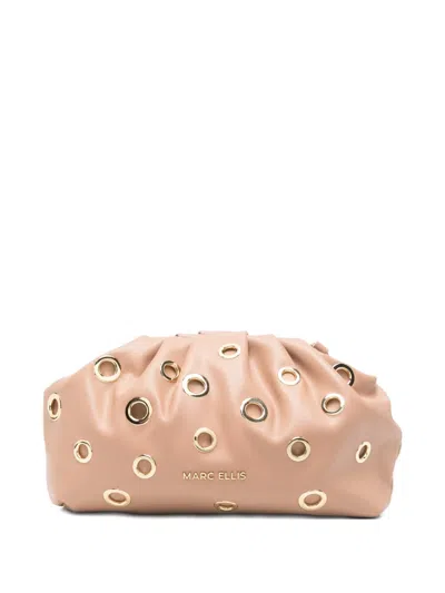 Marc Ellis Daphne Stud-embellished Clutch Bag In Neutral