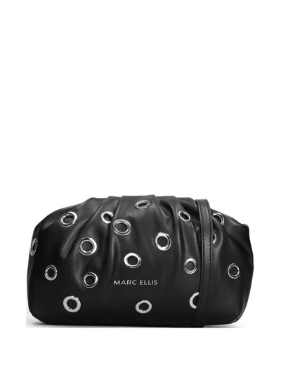 Marc Ellis Daphne Studs Eyelet-embellished Shoulder Bag In Black