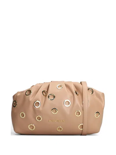 Marc Ellis Daphne Studs Eyelet-embellished Shoulder Bag In Brown