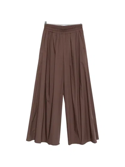 Marc Ellis Elasticated-waistband Pleated-design Trousers In Brown