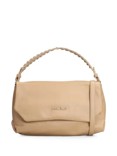 Marc Ellis Elodie Braided-handle Logo-plaque Shoulder Bag In Neutral