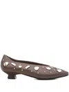 Marc Ellis Embellished Pointed Heeled Pumps In Brown