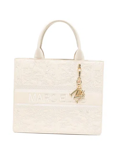 Marc Ellis Embroidered Logo Jacquard Crossbody Bag In Neutral