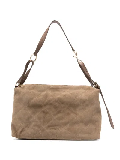 Marc Ellis Estrella L Quilted Suede Shoulder Bag In Nude