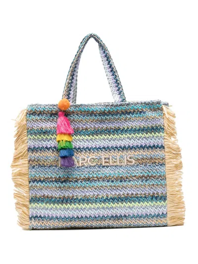 Marc Ellis Fringe-trim Woven Tote Bag In Multi