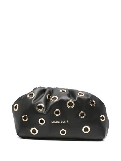 Marc Ellis Gathered Clutch Daphne With Decorative Eyelets In Black