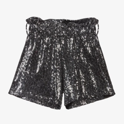 Marc Ellis Kids' Girls Grey Sparkly Shorts In Black