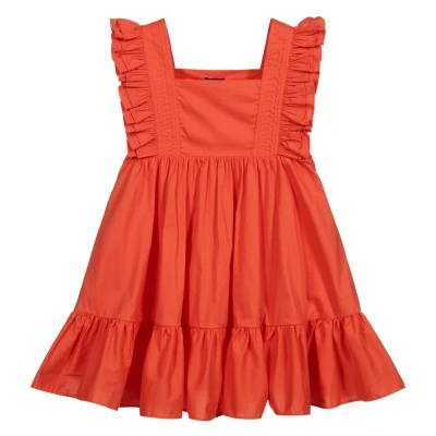 Marc Ellis Kids' Girls Orange Cotton Frill Dress