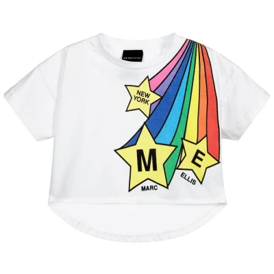 Marc Ellis Kids' Girls White Rainbow Logo T-shirt